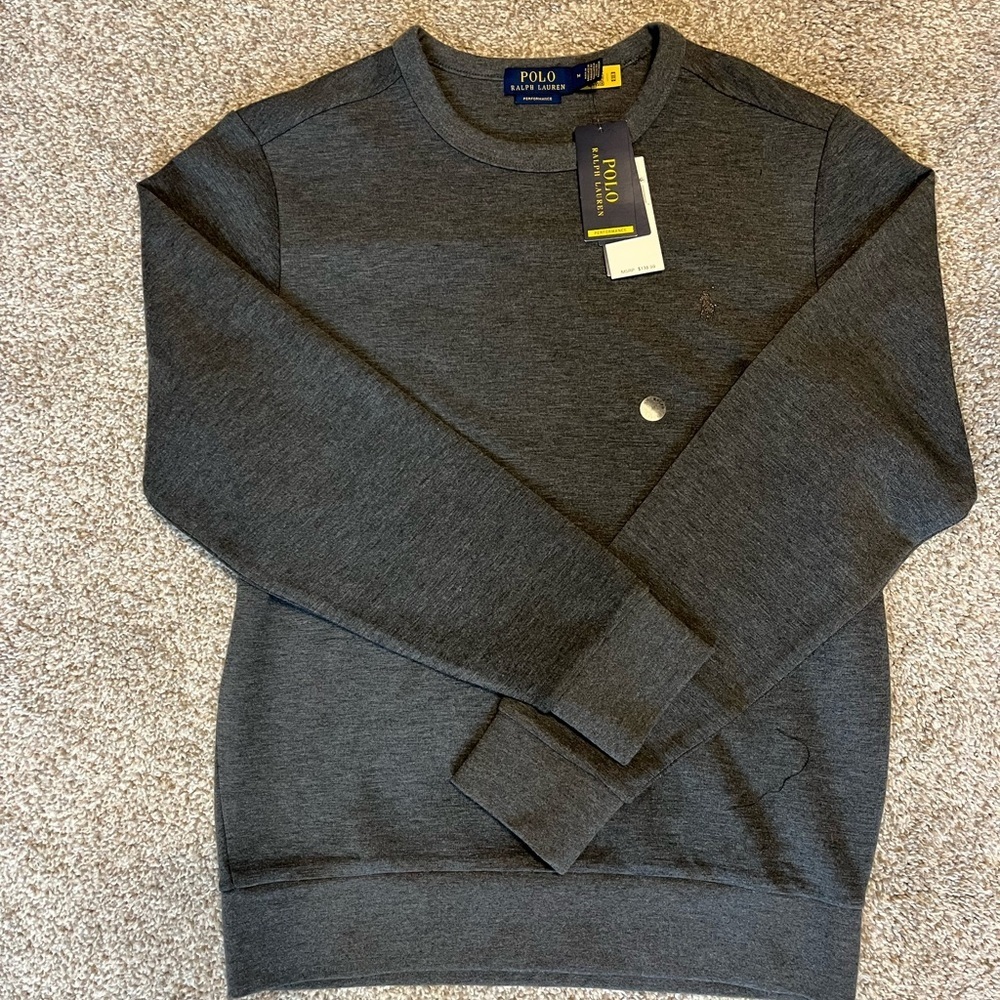 Polo Ralph Lauren Men's Charcoal Grey Crewneck Performance Sweatshirt Sz M NWT